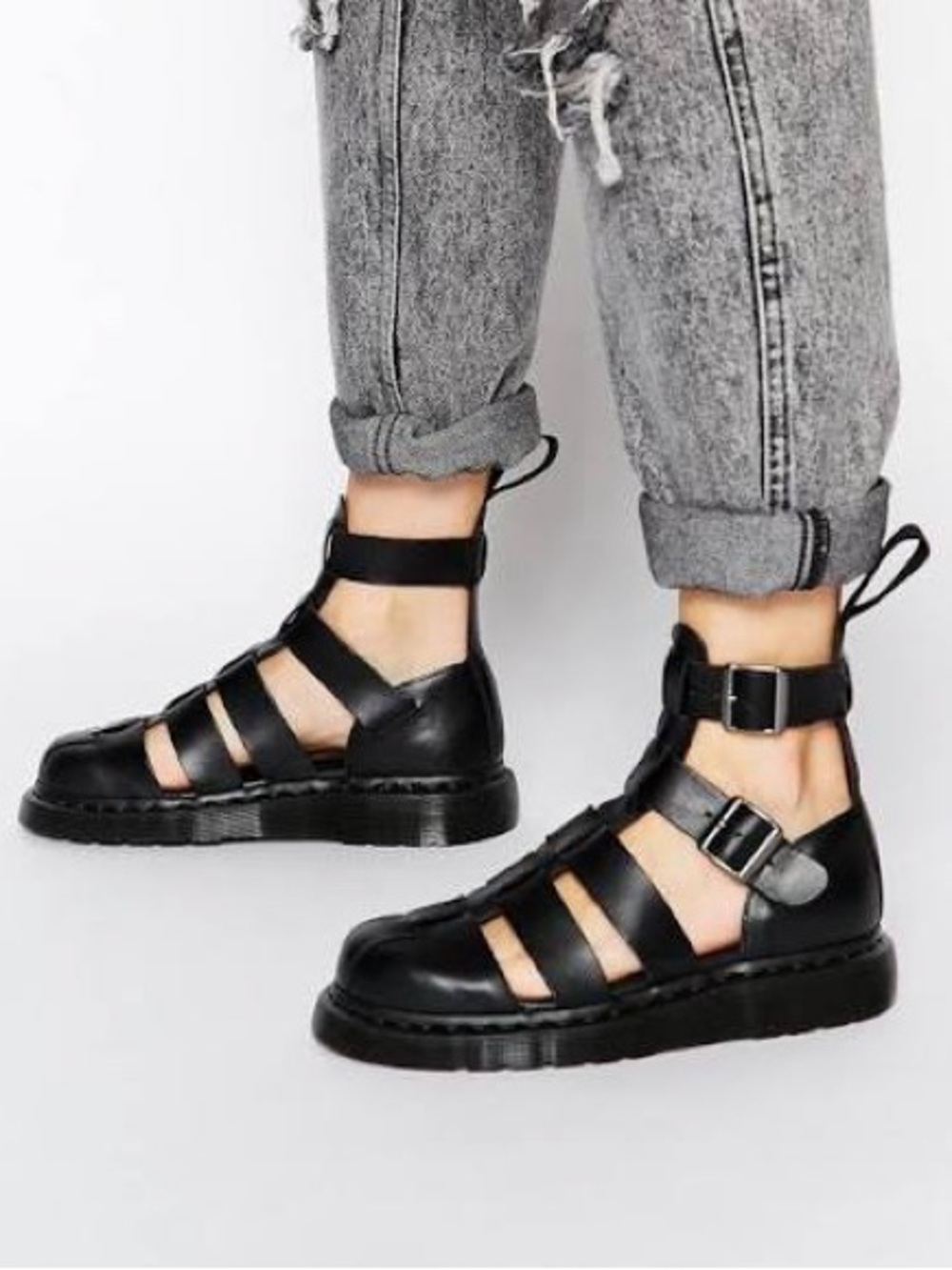 Dr. Doc Martens Geraldo Black Leather Gladiator Sandals EU 39 Wmn’s 8/9 Like New